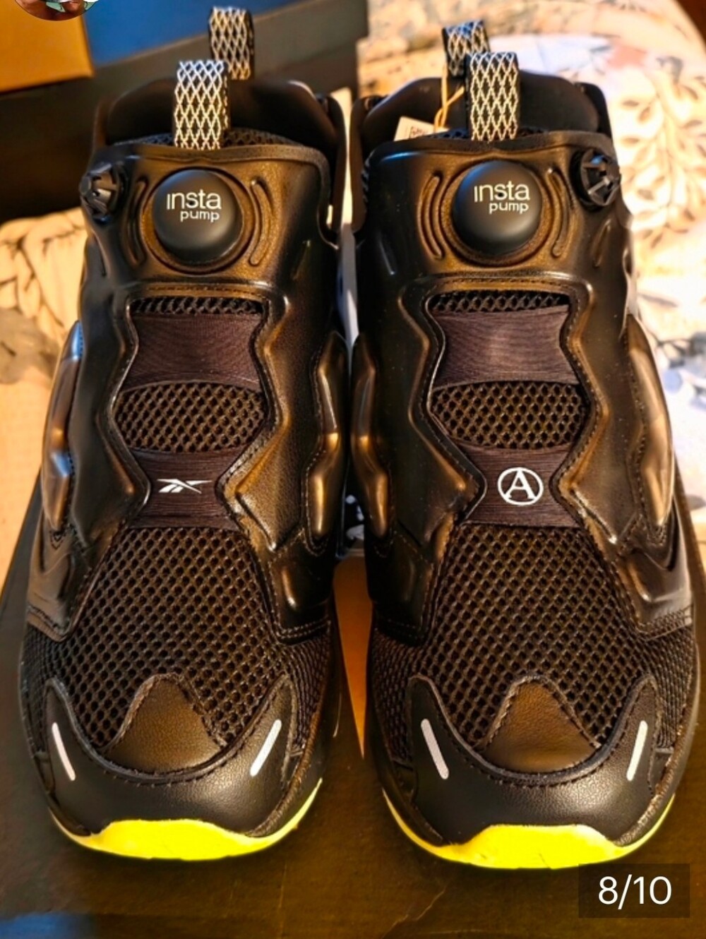 Reebok Boys Black & Neon Yellow Pump-Style Sneakers